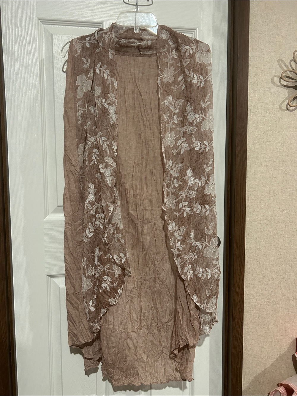Women's Taupe Embroidered Draped vest large
